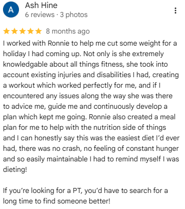 Google review by Ash Hine