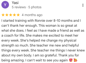 Google review by Yasi